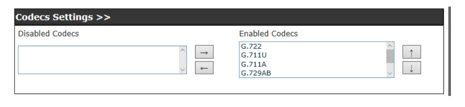 Codec settings on the DPH-150S