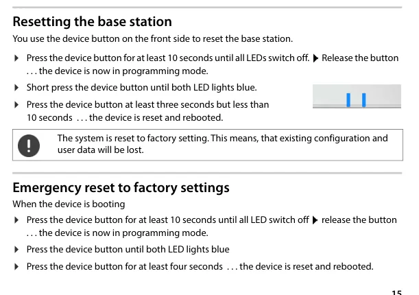Reset button on the Gigaset base station