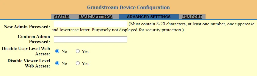 Changing the administrator password in the web interface of the adapter