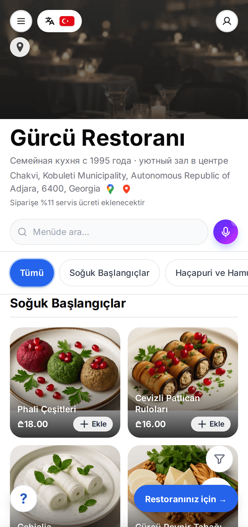 Guest QR menu on a phone