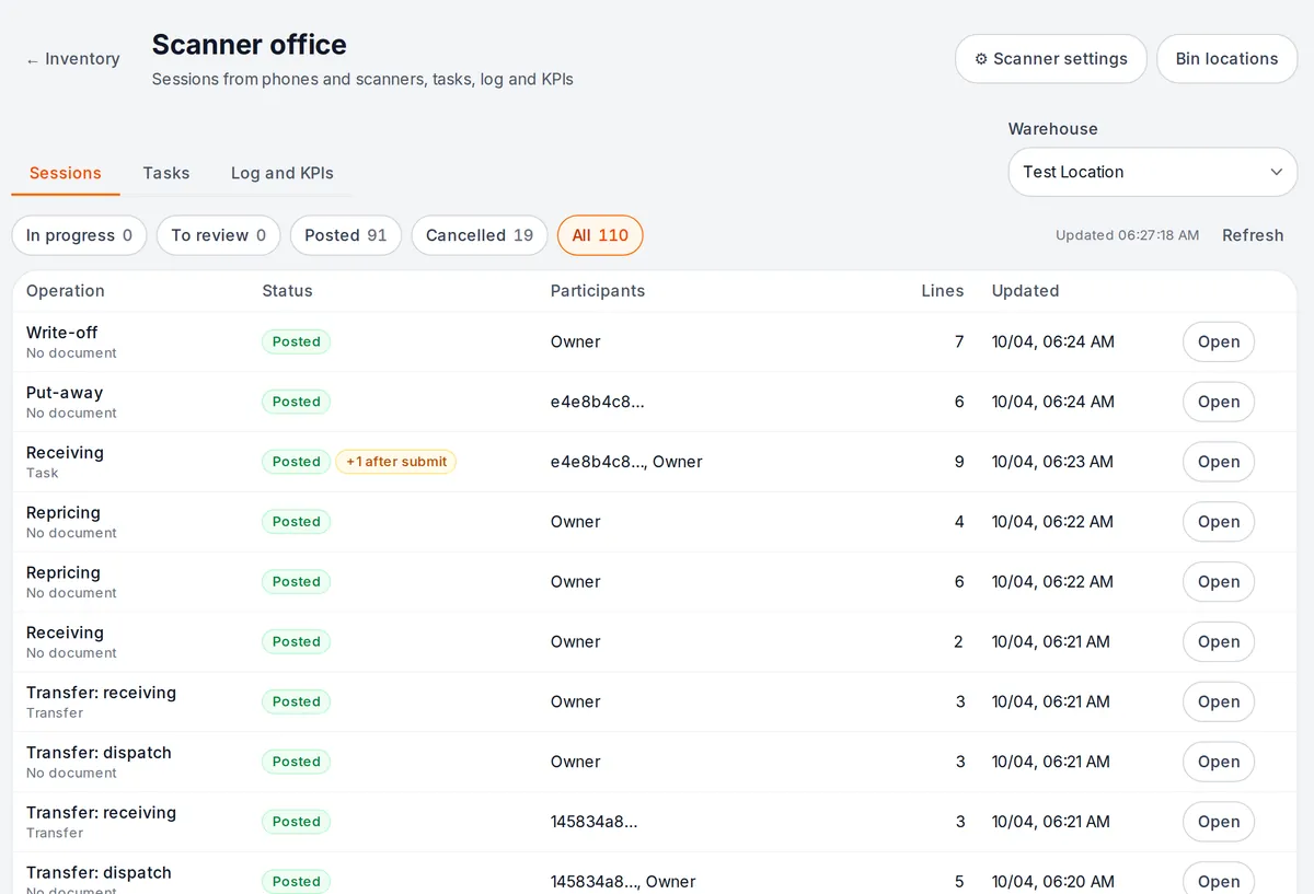 Scanner office: tabs 